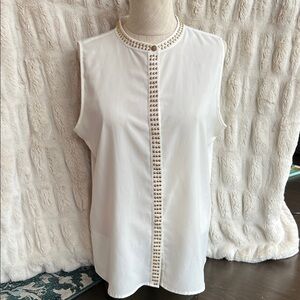 Calvin Klein White Blouse with Gold Details